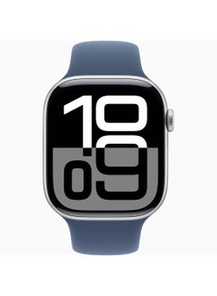 Apple Watch Series 10 GPS + Cellular 46mm Silver Aluminium Case With Denim Sport Band  - Image 2