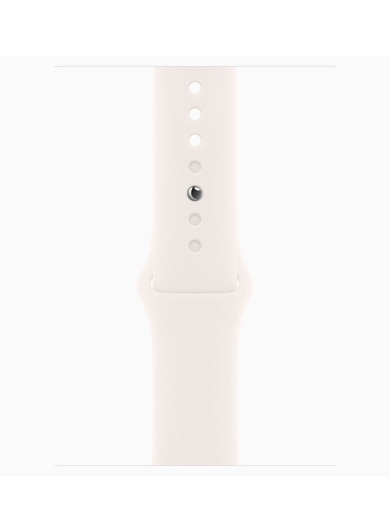 Apple - Watch Series 10 GPS + Cellular 46mm Rose Gold Aluminium Case With Light Blush Sport Band - Image 1