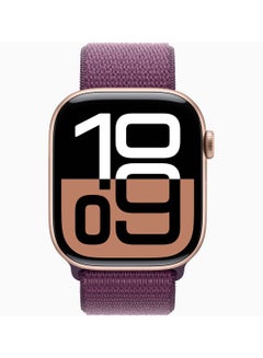 Apple Watch Series 10 GPS + Cellular 46mm Rose Gold Aluminium Case With Plum Sport Loop  - Image 2