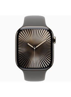 Apple Watch Series 10 GPS + Cellular 46mm Natural Titanium Case With Stone Grey Sport Band  - Image 2