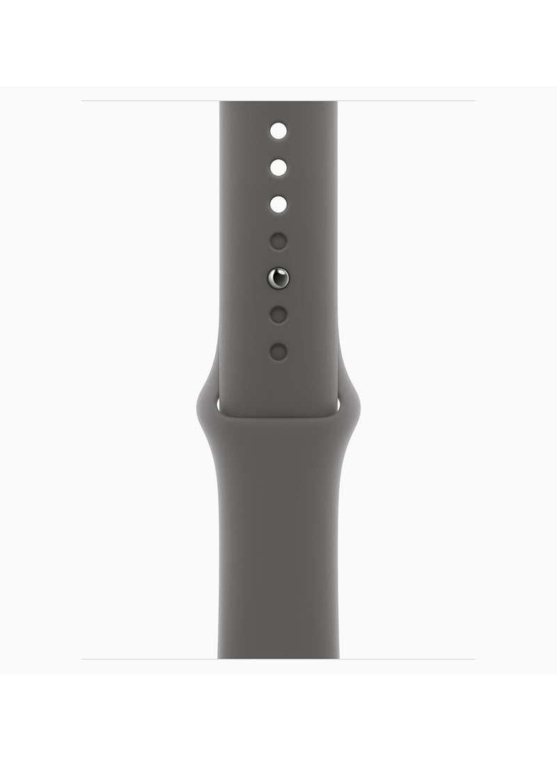 Apple - Watch Series 10 GPS + Cellular 46mm Natural Titanium Case With Stone Grey Sport Band - Image 1