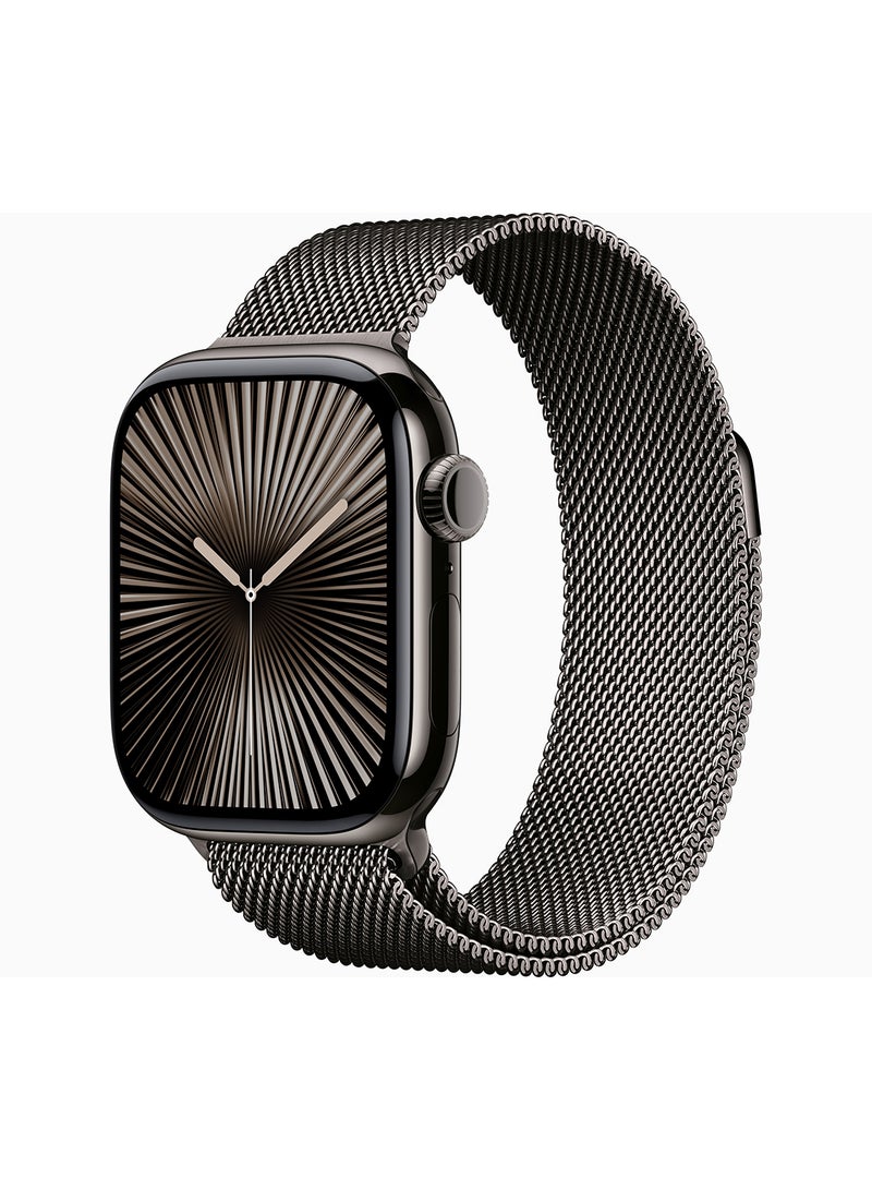 Apple Watch Series 10 GPS + Cellular 42mm Slate Titanium Case With Slate Milanese Loop - Image 1