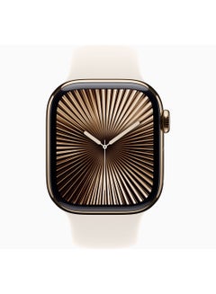 Apple Watch Series 10 GPS + Cellular 42mm Gold Titanium Case With Starlight Sport Band  - Image 2