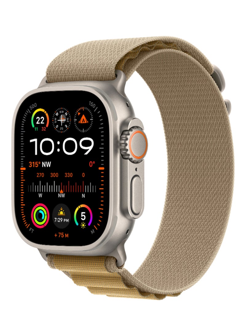 Apple - Watch Ultra 2 (2024) GPS + Cellular 49mm Natural Titanium Case With Tan Alpine Loop - Large - Image 1