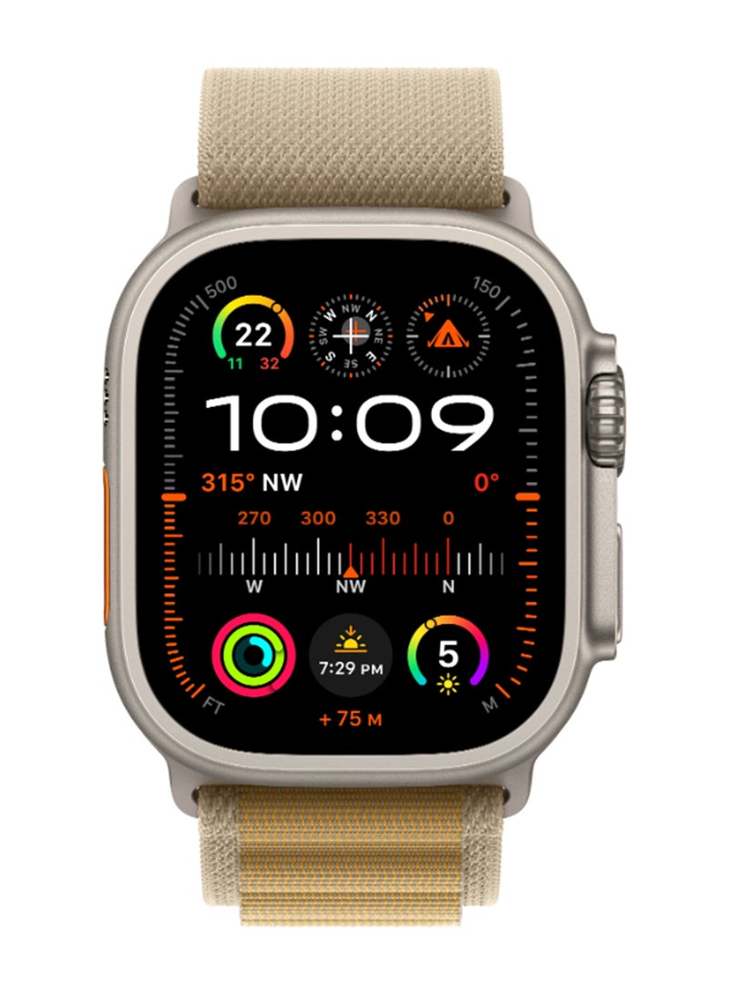 Apple - Watch Ultra 2 (2024) GPS + Cellular 49mm Natural Titanium Case With Tan Alpine Loop - Large - Image 1