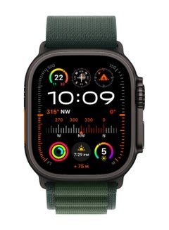 Apple Watch Ultra 2 (2024) GPS + Cellular 49mm Black Titanium Case With Dark Green Alpine Loop - Small  - Image 2