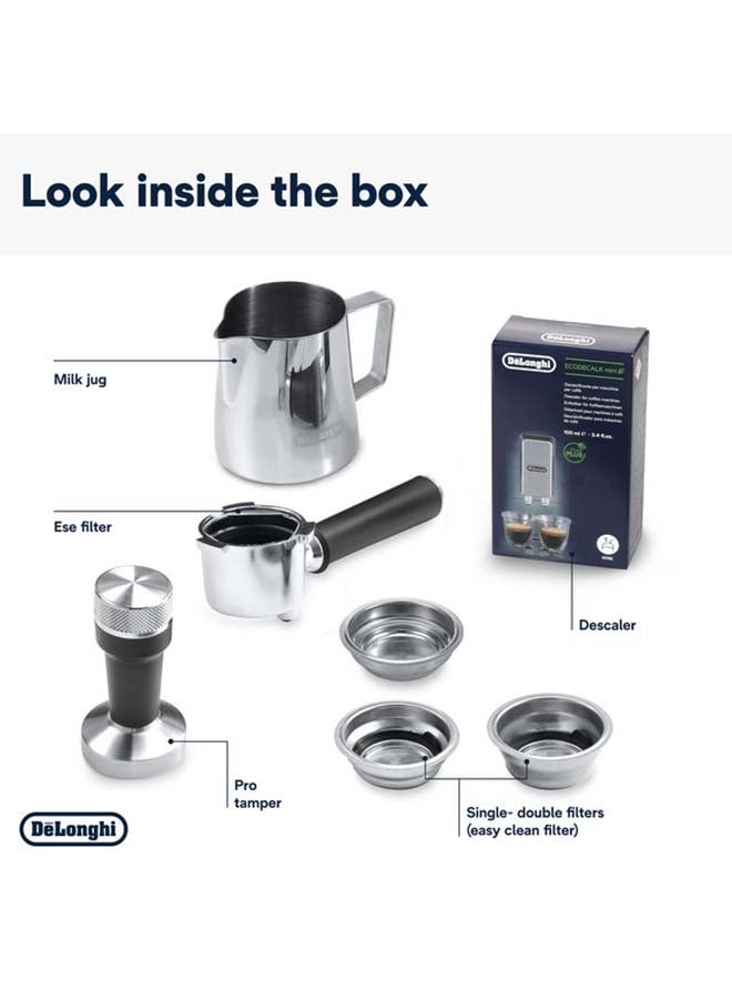 ديلونجي - Dedica Arte Espresso Machine - MyLatteArt Milk Foam Nozzle, 15 BAR Pressure, Steel Tamper Included, Beige Gold - Create Perfect Espresso, Cappuccinos, and Latte Art at Home - 1 L 1450 W EC885.BG Beige - Image 1