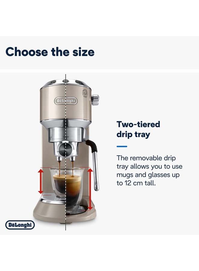 ديلونجي - Dedica Arte Espresso Machine - MyLatteArt Milk Foam Nozzle, 15 BAR Pressure, Steel Tamper Included, Beige Gold - Create Perfect Espresso, Cappuccinos, and Latte Art at Home - 1 L 1450 W EC885.BG Beige - Image 1