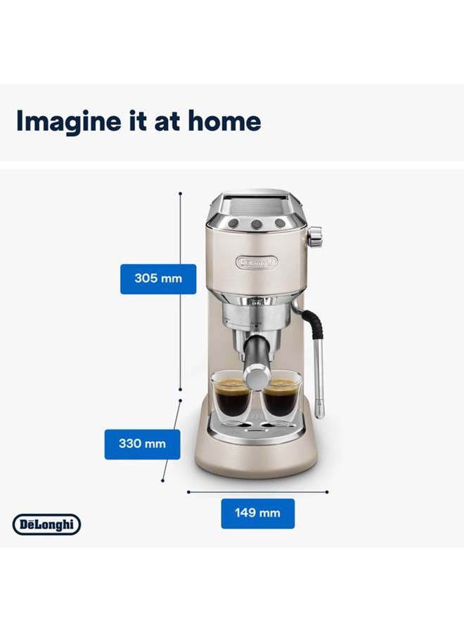 ديلونجي - Dedica Arte Espresso Machine - MyLatteArt Milk Foam Nozzle, 15 BAR Pressure, Steel Tamper Included, Beige Gold - Create Perfect Espresso, Cappuccinos, and Latte Art at Home - 1 L 1450 W EC885.BG Beige - Image 1