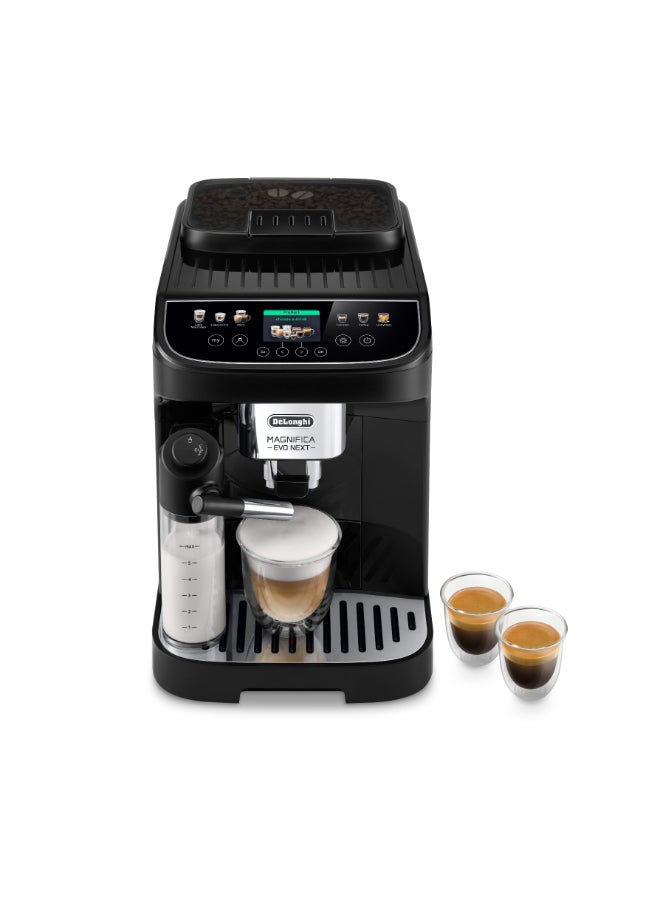 De'Longhi Coffee Machine MAGNIFICA EVO NEXT Fully Automatic Bean to Cup Coffee Machine, 12+ Functions, Ideal for Espresso, Americano, Cappuccino, Latte, Macchiato & Many More Coffee Recipes 1.8 L 1450 W ECAM310.60.B Black - Image 1