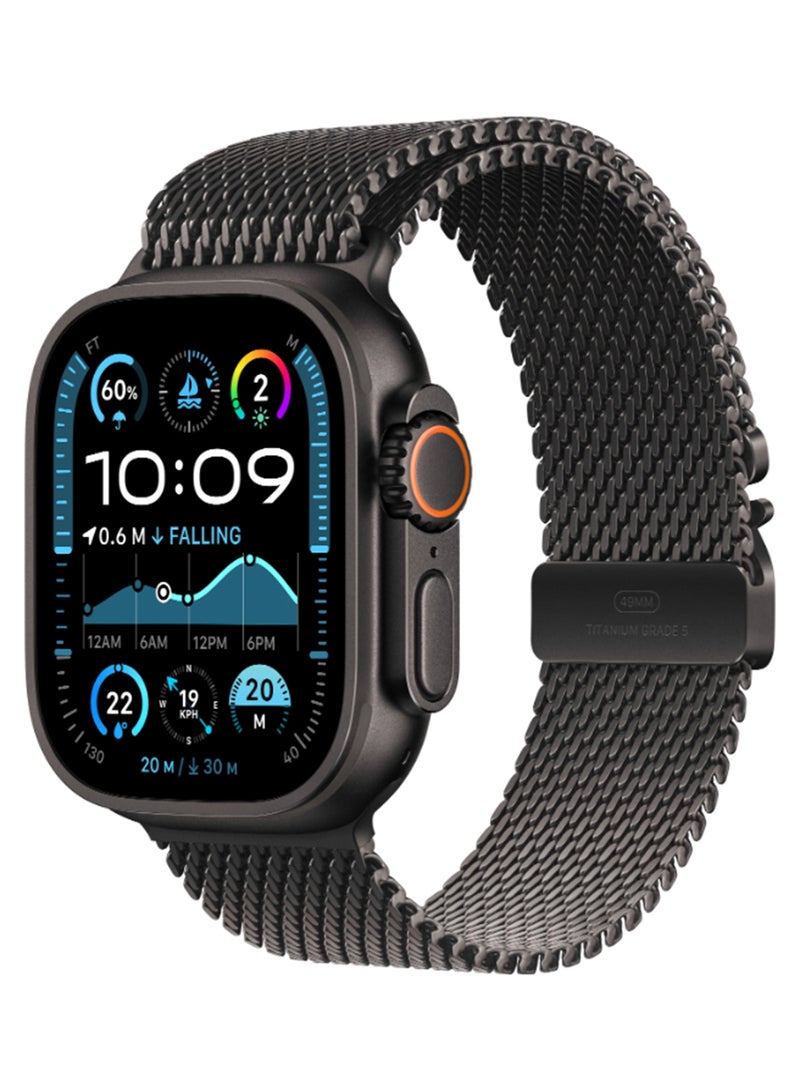 Apple - Watch Ultra 2 (2024) GPS + Cellular 49mm Black Titanium Case With Black Titanium Milanese Loop - S - Image 1
