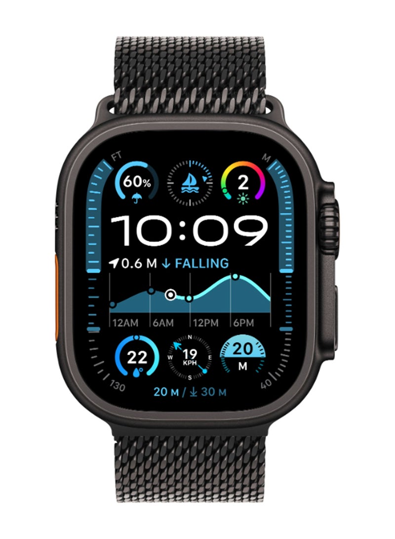 Apple - Watch Ultra 2 (2024) GPS + Cellular 49mm Black Titanium Case With Black Titanium Milanese Loop - S - Image 1