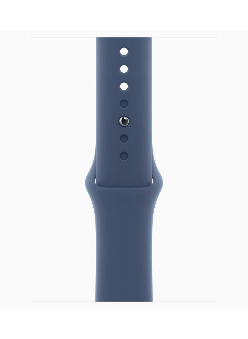 Apple - Watch SE (2024) GPS 44mm Silver Aluminium Case With Denim Sport Band - Image 1
