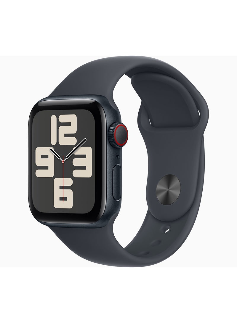 Apple - Watch SE (2024) GPS + Cellular 40mm Midnight Aluminium Case With Midnight Sport Band - Image 1