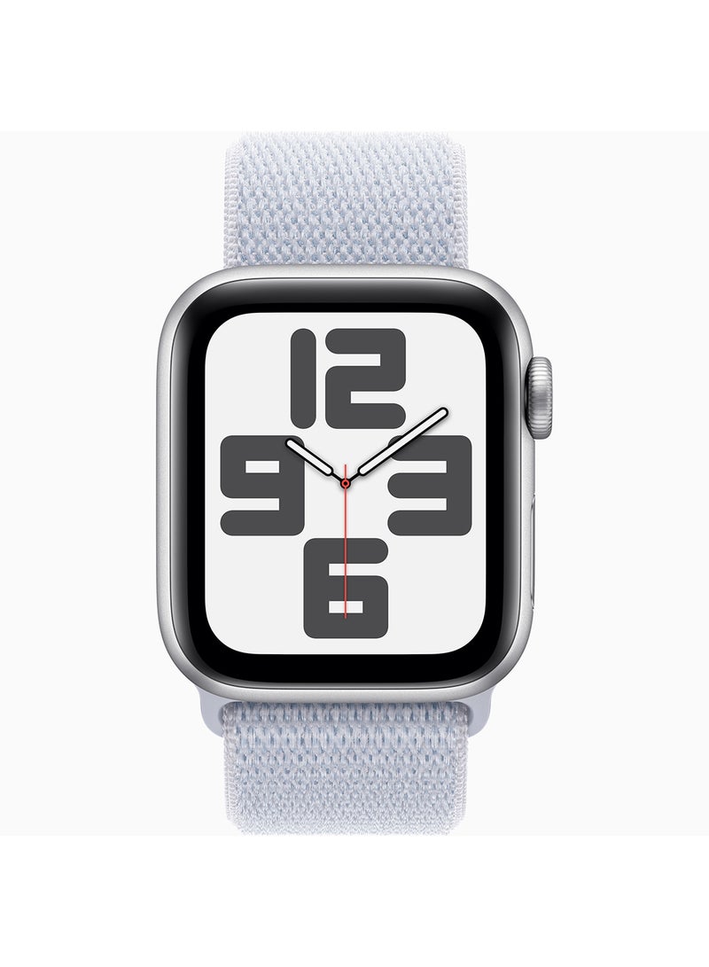 Apple - Watch SE (2024) GPS + Cellular 40mm Silver Aluminium Case With Blue Cloud Sport Loop - Image 1
