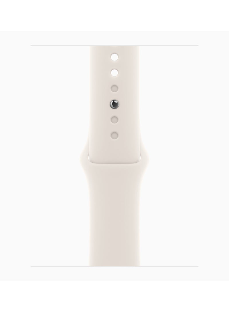 Apple - Watch SE (2024) GPS + Cellular 40mm Starlight Aluminium Case With Starlight Sport Band - Image 1