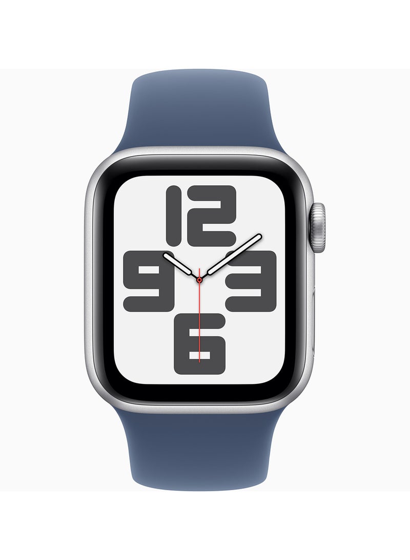 Apple Watch SE (2024) GPS + Cellular 44mm Silver Aluminium Case With Denim Sport Band  - Image 2