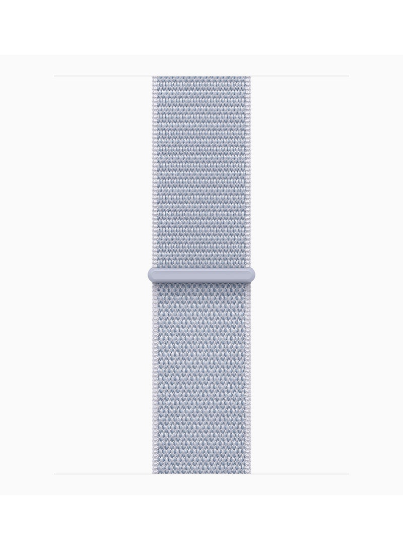 Apple Watch SE (2024) GPS + Cellular 44mm Silver Aluminium Case With Blue Cloud Sport Loop  - Image 3