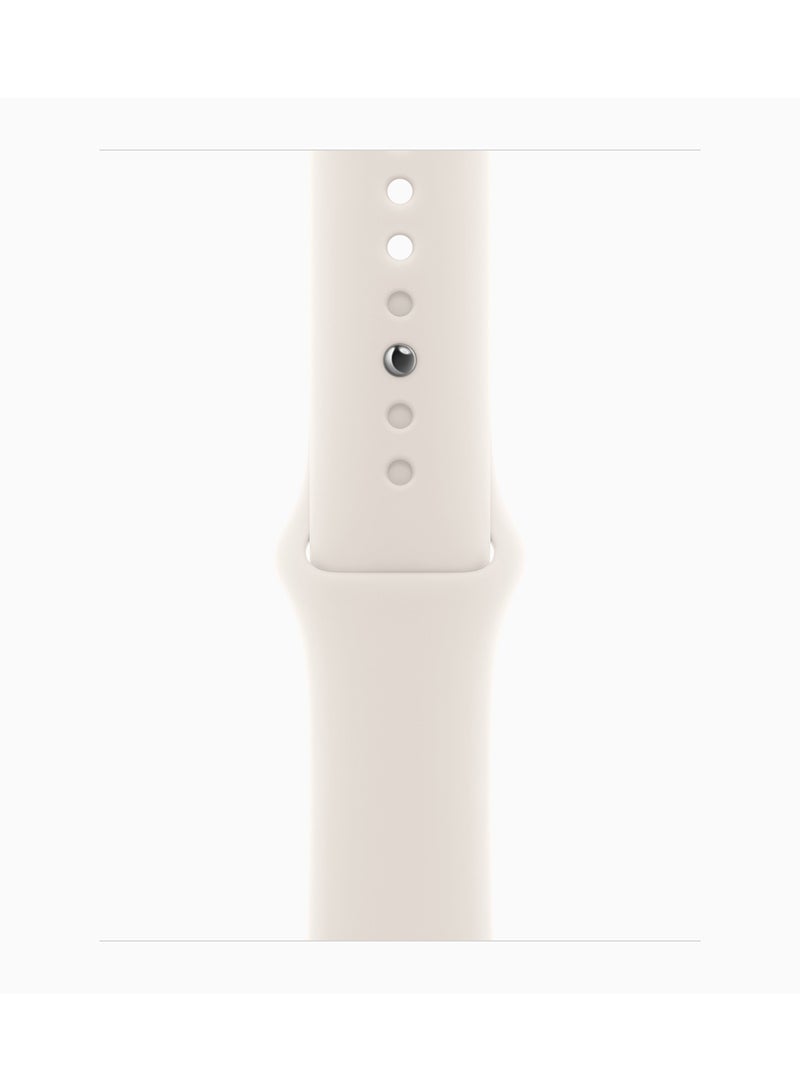 Apple - Watch SE (2024) GPS + Cellular 44mm Starlight Aluminium Case With Starlight Sport Band - Image 1