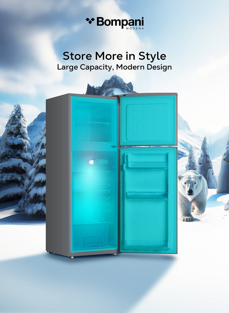 بومباني Double Door Refrigerator 180L Gross / 132L Net, Manual Defrost, R600a Refrigerant, Mechanical Temp Control, Inside Condenser, Recessed Handle, Inox Finish 310.25 kW BRF180SDN Inox - Image 5