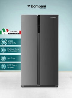 Bompani 700L Gross / 436L Net Capacity Side by Side Refrigerator-Freezer With No-Frost Technology, Electronic Temperature Control, Recessed Handle, R600a Refrigerant 832 kW BR800 Inox  - Image 1