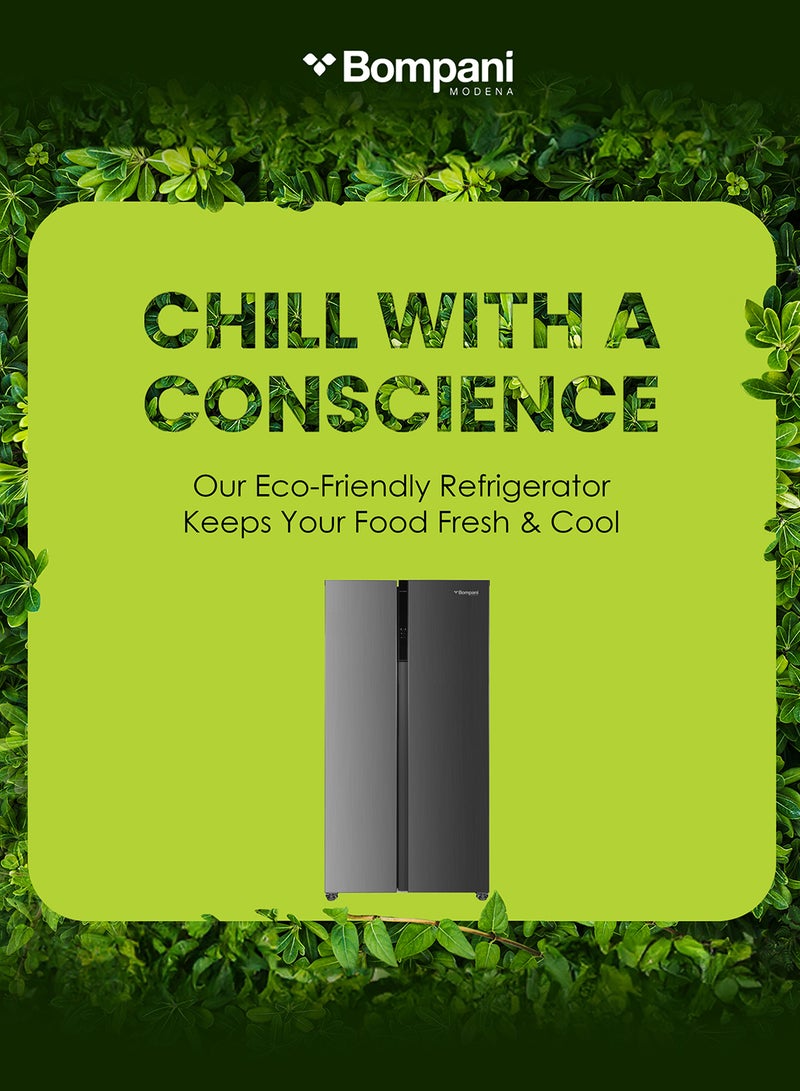 Bompani - 700L Gross / 436L Net Capacity Side by Side Refrigerator-Freezer With No-Frost Technology, Electronic Temperature Control, Recessed Handle, R600a Refrigerant 832 kW BR800 Inox - Image 1