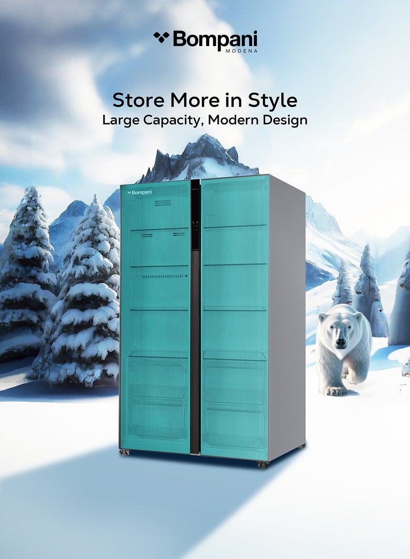 Bompani - 700L Gross / 436L Net Capacity Side by Side Refrigerator-Freezer With No-Frost Technology, Electronic Temperature Control, Recessed Handle, R600a Refrigerant 832 kW BR800 Inox - Image 1