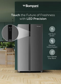 Bompani 700L Gross / 436L Net Capacity Side by Side Refrigerator-Freezer With No-Frost Technology, Electronic Temperature Control, Recessed Handle, R600a Refrigerant 832 kW BR800 Inox  - Image 4