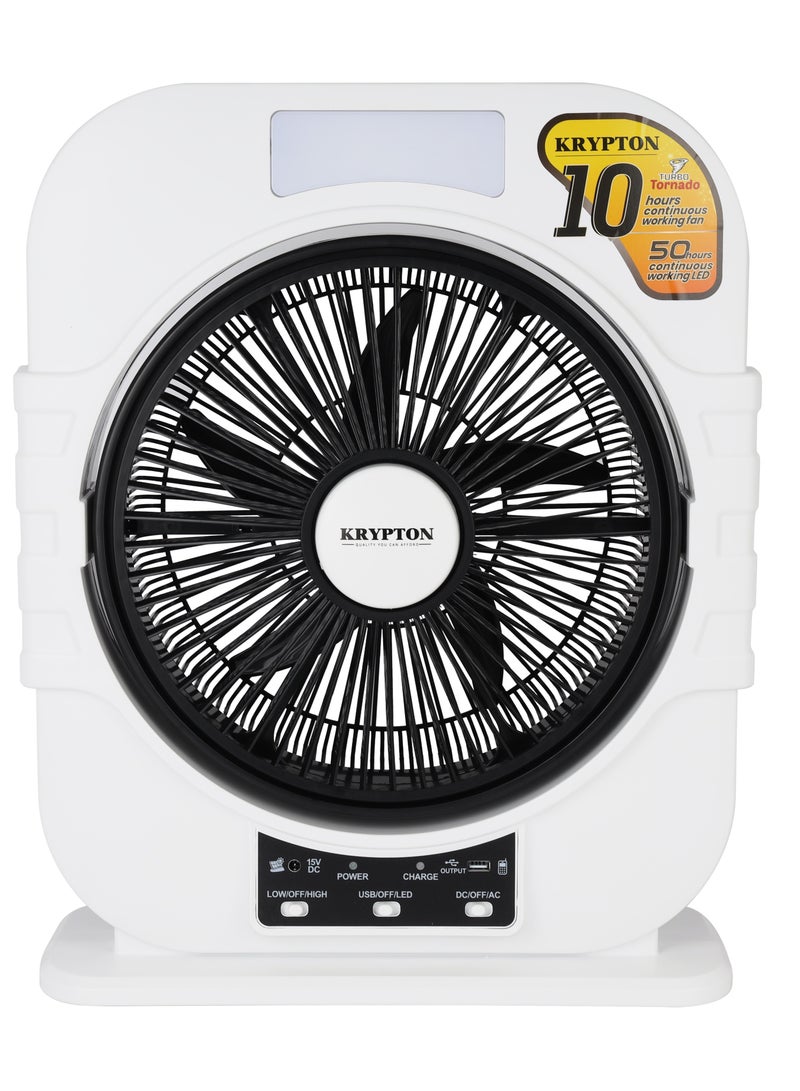 KRYPTON - 12" Box Fan High Performance with 2-Speed Controls and 5 Leaf Blades, LED Night Light/ Efficient Cooling And Wind, 2 Years Warranty KNF6580 Black/White - Image 1