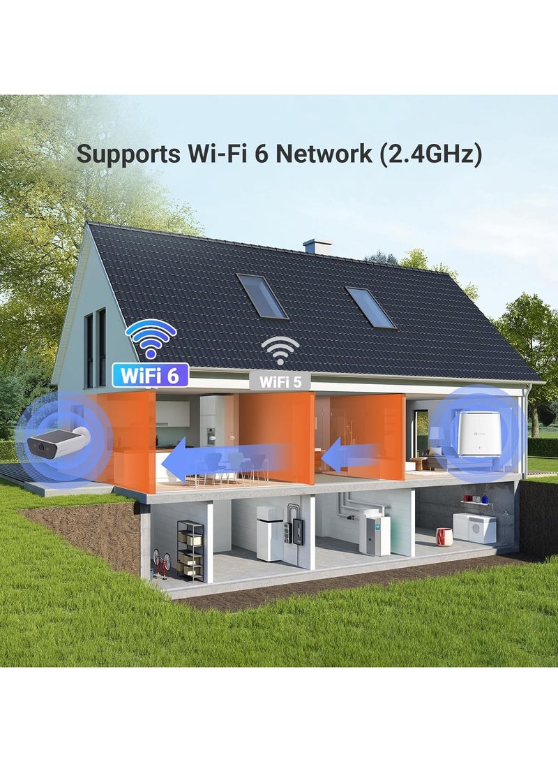 EZVIZ - CB5 4K (Type-C) Wi-Fi Smart Home Solar Battery Camera, 2 in 1 Built-in Solar Panel, Always-On Video, AI Powered Human/Vehicle Shape Detection, Color Night Vision, Two-Way Talk, H.265, Smart Integration with Google Assistant & Amazon Alexa, Supports microSD Card (Up to 512 GB), Supports Wi-Fi 6 Network (2.4GHz), Weatherproof Design | CS-CB5-R100-2F8WFL - Image 1