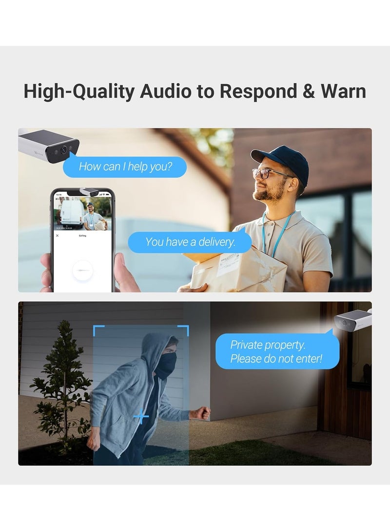 EZVIZ - CB5 4K (Type-C) Wi-Fi Smart Home Solar Battery Camera, 2 in 1 Built-in Solar Panel, Always-On Video, AI Powered Human/Vehicle Shape Detection, Color Night Vision, Two-Way Talk, H.265, Smart Integration with Google Assistant & Amazon Alexa, Supports microSD Card (Up to 512 GB), Supports Wi-Fi 6 Network (2.4GHz), Weatherproof Design | CS-CB5-R100-2F8WFL - Image 1