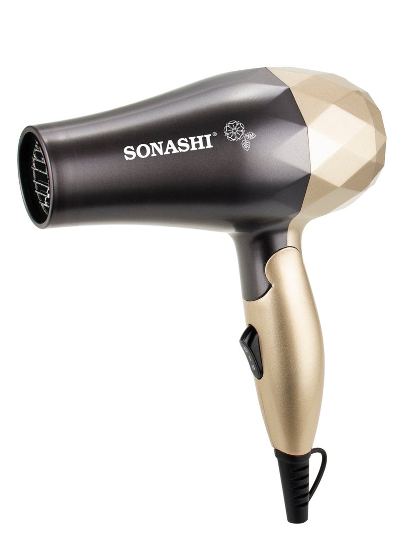 SONASHI Combo of Compact Foldable Travel Hair Dryer Gold 1000W with Ceramic Wet & Dry Hair Straightener Gold SHD-5008 + SHS-2059 Bundle Gold  - Image 2