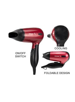 SONASHI 2-in-1 Ceramic Hair Straightener Red with Mini Foldable Travel Hair Dryer Red 1200W SHD-5005 + SHS-2067 Bundle Red  - Image 4