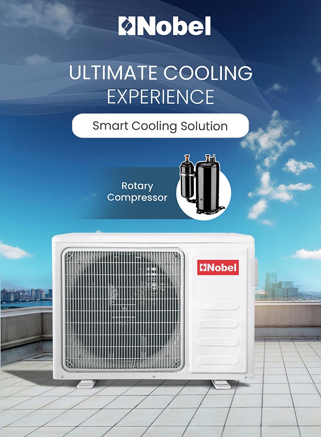 Nobel 1.5 Ton Rotary Split AC, Energy Efficient Cooling Air Conditioner with T3 Tropical Rotary Compressor, R410 Gas, 4-Way Airflow, 18,000 BTU AC, Gold Fin Technology, Auto Restart, Quiet Operation 1826 W NSAC18T3N White - Image 4