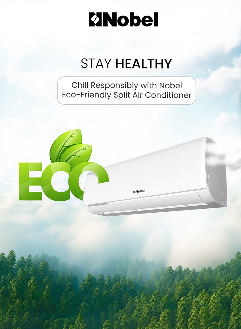 Nobel - 2 Ton Rotary Split AC, Energy Efficient Cooling Air Conditioner with T3 Tropical Rotary Compressor, R410 Gas, 4-Way Swing, 24000 BTU AC, Gold Fin Technology, Auto Restart, Best for Large Rooms and Offices 2300 W NSAC24T3N white - Image 1