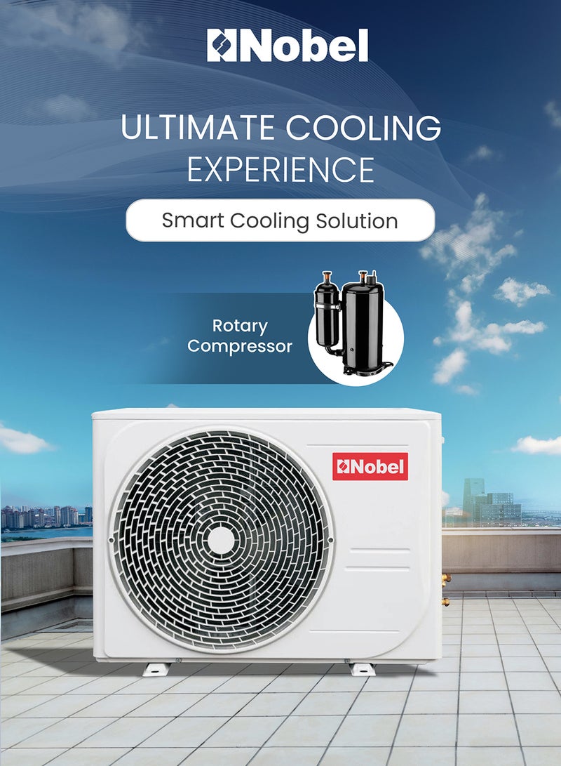 Nobel - 2 Ton Rotary Split AC, Energy Efficient Cooling Air Conditioner with T3 Tropical Rotary Compressor, R410 Gas, 4-Way Swing, 24000 BTU AC, Gold Fin Technology, Auto Restart, Best for Large Rooms and Offices 2300 W NSAC24T3N white - Image 1