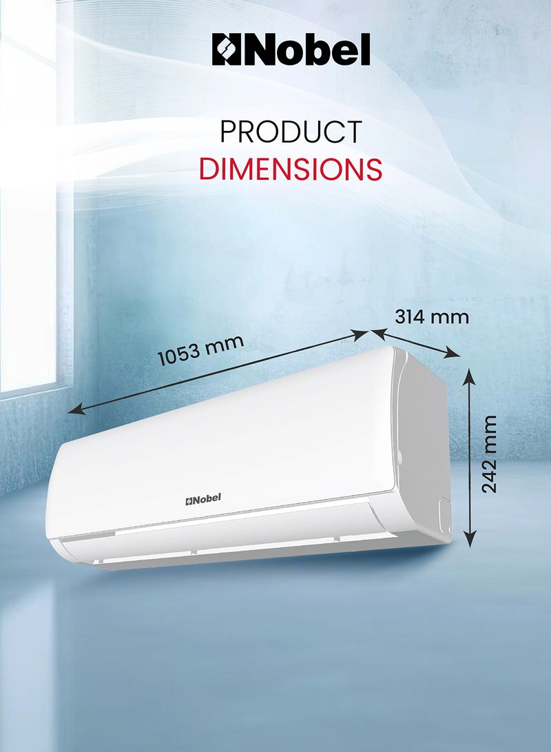 Nobel - 2 Ton Rotary Split AC, Energy Efficient Cooling Air Conditioner with T3 Tropical Rotary Compressor, R410 Gas, 4-Way Swing, 24000 BTU AC, Gold Fin Technology, Auto Restart, Best for Large Rooms and Offices 2300 W NSAC24T3N white - Image 1