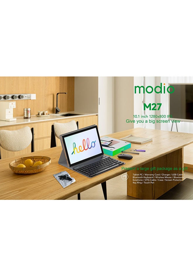 modio - M27 Smart Android Kids Tablet 10.1-Inch Display Dual SIM Silver 12GB Ram 512GB 5G Wi-Fi - International Version With Zoom & Tik Tok Supported And Bluetooth Keyboard - Image 1