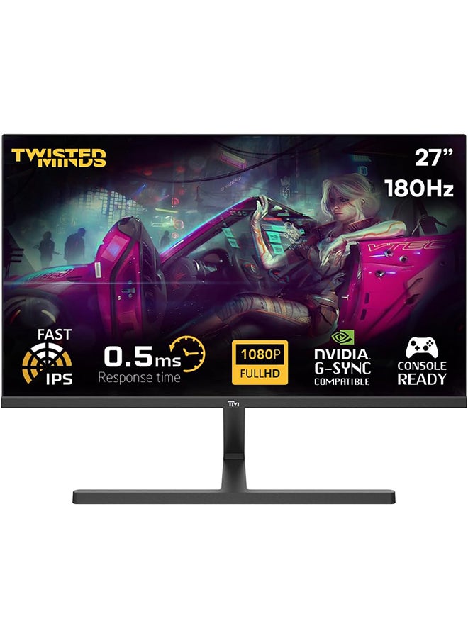 تويستيد مايندز شاشة ألعاب TM27FHD180IPS FHD IPS مقاس 27 بوصة من سلسلة Blaze بمعدل تحديث 180 هرتز ووقت استجابة 0.5 مللي ثانية، ومنفذ HDMI 2.1، وتقنية HDR، وجاهزة لوحدة التحكم، ومتوافقة مع G-sync  - Image 1