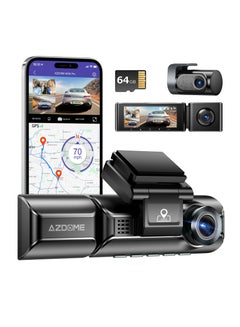 AZDOME 4k Dashcam 3 Channel Front and Rear and Cabin with Voice Control and Night Vision Built in Super Capacitor with Free Application - insight installation  - Image 1