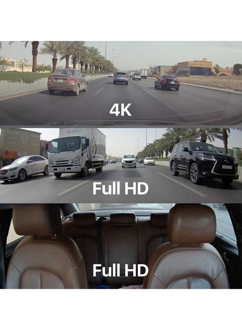 AZDOME - 4k Dashcam 3 Channel Front and Rear and Cabin with Voice Control and Night Vision Built in Super Capacitor with Free Application - insight installation - Image 1