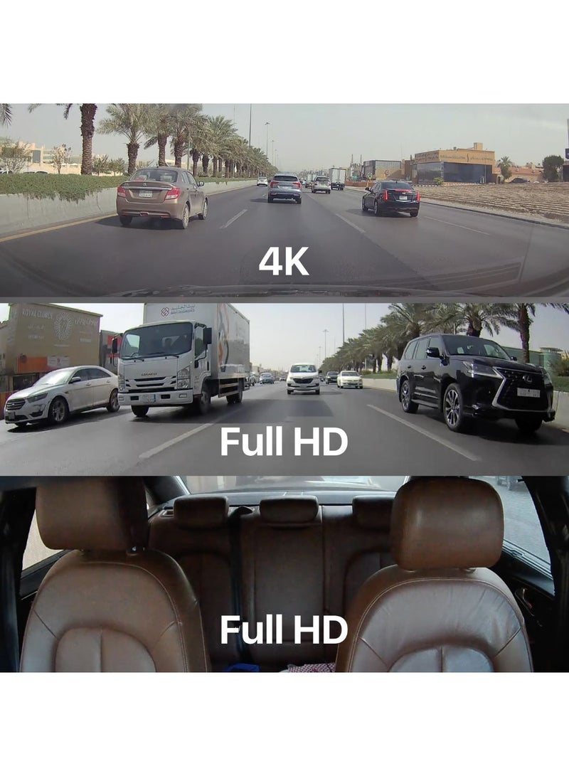 AZDOME - 4k Dashcam 3 Channel Front and Rear and Cabin with Voice Control and Night Vision Built in Super Capacitor with Free Application - Image 1