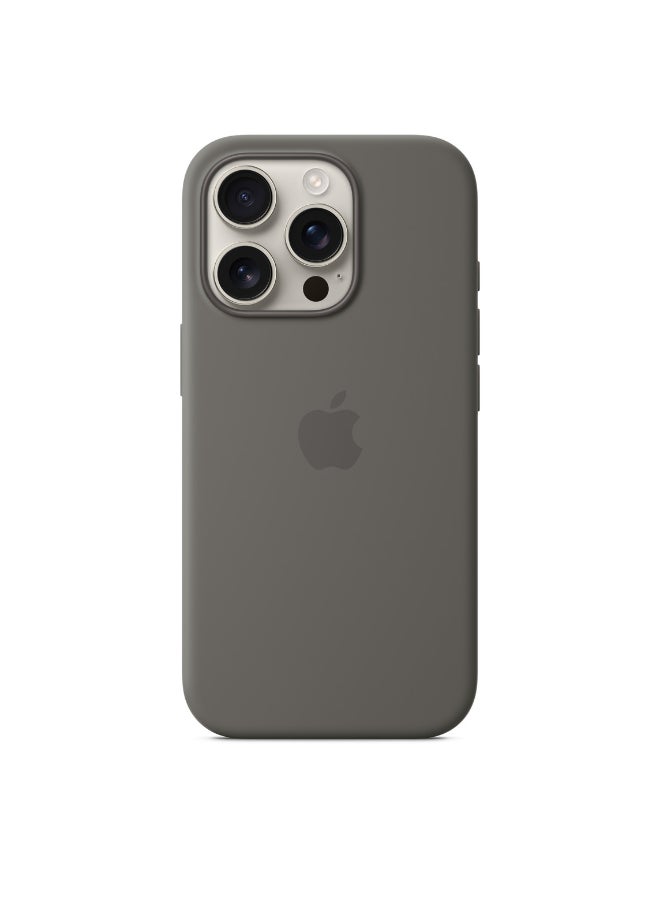 Apple - iPhone 16 Pro Silicone Case With MagSafe - Stone Gray - Image 1