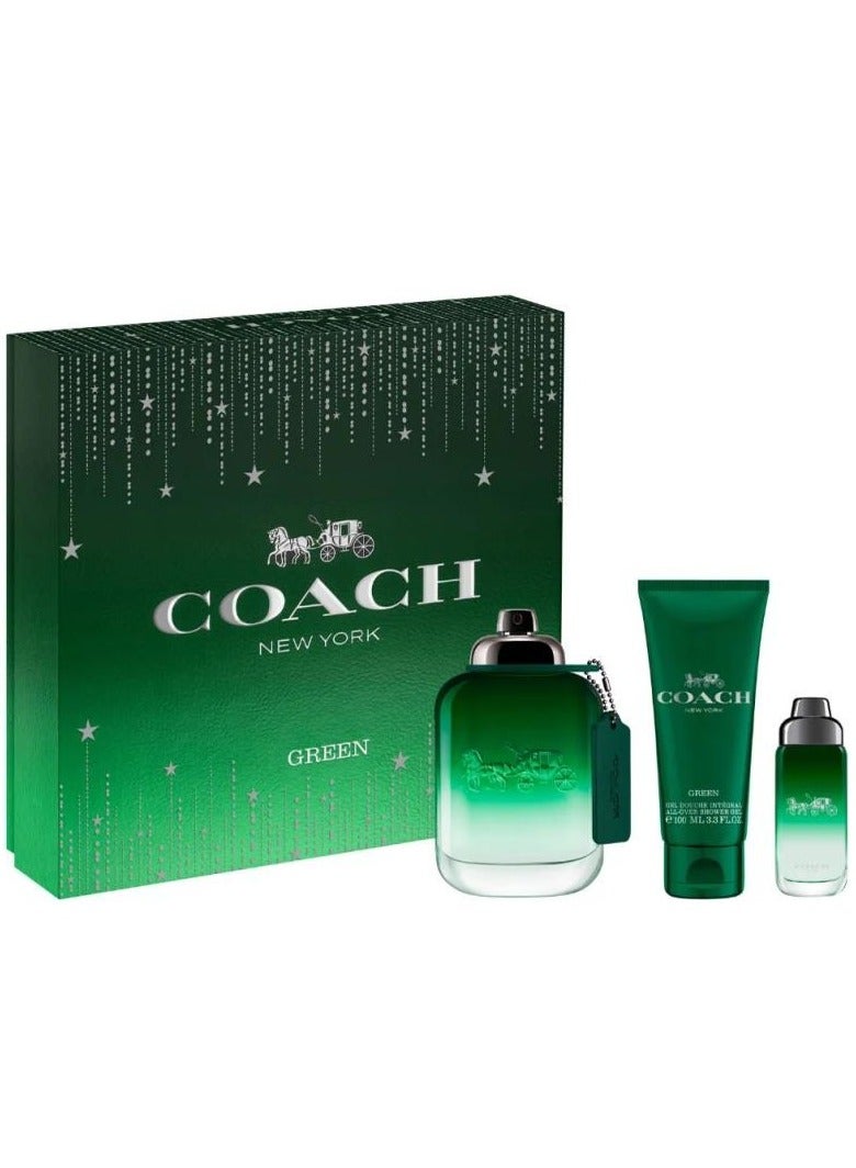 COACH Green For Men Set Edt 100ml + Edt 15ml + All-over Shower Gel 100ml Edt 100ml + Edt 15ml + All-over Shower Gel 100mlml - Image 1