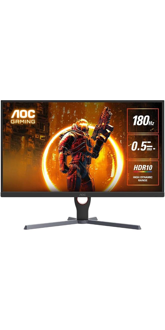 AOC 23.8" Inch 24G11E Gaming Monitor Full HD 1920x1080, HDR10, IPS Panel Type, 180Hz Refresh Rate, 0.5ms Response Time, Adaptive Sync Technology, Support 120Hz PS5 / Xbox Series X | Black & Red - Image 1