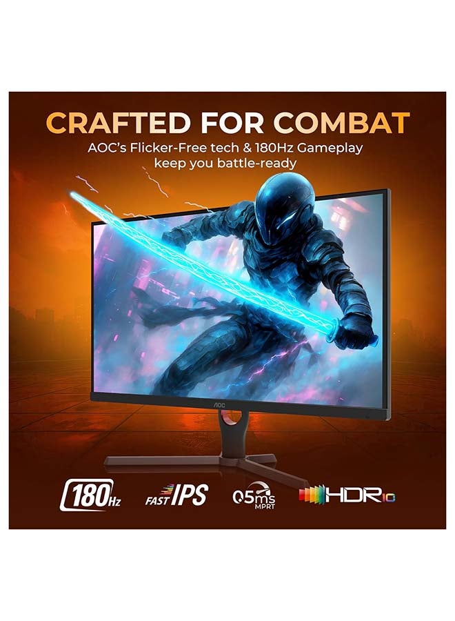 AOC 23.8" Inch 24G11E Gaming Monitor Full HD 1920x1080, HDR10, IPS Panel Type, 180Hz Refresh Rate, 0.5ms Response Time, Adaptive Sync Technology, Support 120Hz PS5 / Xbox Series X | Black & Red - Image 2