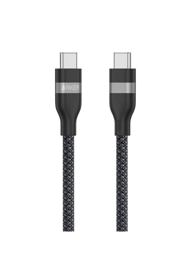 Anker USB-C to USB-C Cable ( 3 ft, 240W, Upcycled-Braided ) PD FAST CHARGING Series 6 for iPhone 15/15 Pro/15 Plus/15 Pro Max, MacBook Pro, MacBook Air, iPad Pro, Lenovo, HP, and More Black  - Image 1