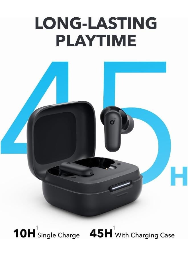 ساوند كور - P30i,Noise Cancelling Earbuds, Strong and Smart Noise Cancelling, Powerful Bass, 45H Playtime, 2-in-1 Case and Phone Stand, IP54, Wireless Earbuds, Bluetooth 5.4 Black - Image 1