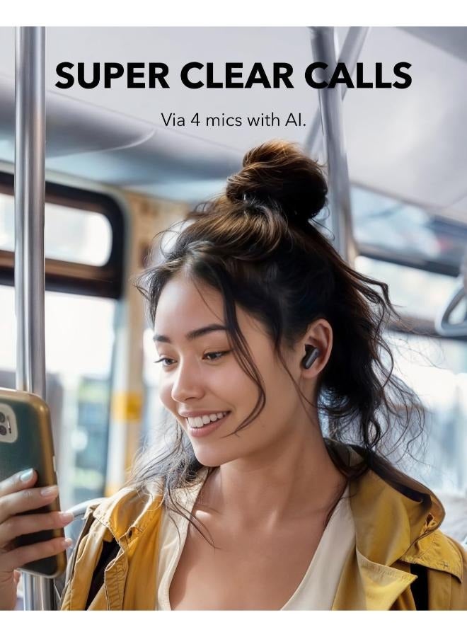 ساوند كور - P30i,Noise Cancelling Earbuds, Strong and Smart Noise Cancelling, Powerful Bass, 45H Playtime, 2-in-1 Case and Phone Stand, IP54, Wireless Earbuds, Bluetooth 5.4 Black - Image 1