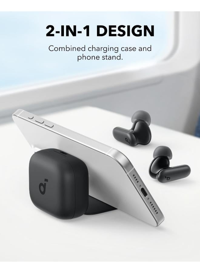 ساوند كور - P30i,Noise Cancelling Earbuds, Strong and Smart Noise Cancelling, Powerful Bass, 45H Playtime, 2-in-1 Case and Phone Stand, IP54, Wireless Earbuds, Bluetooth 5.4 Black - Image 1